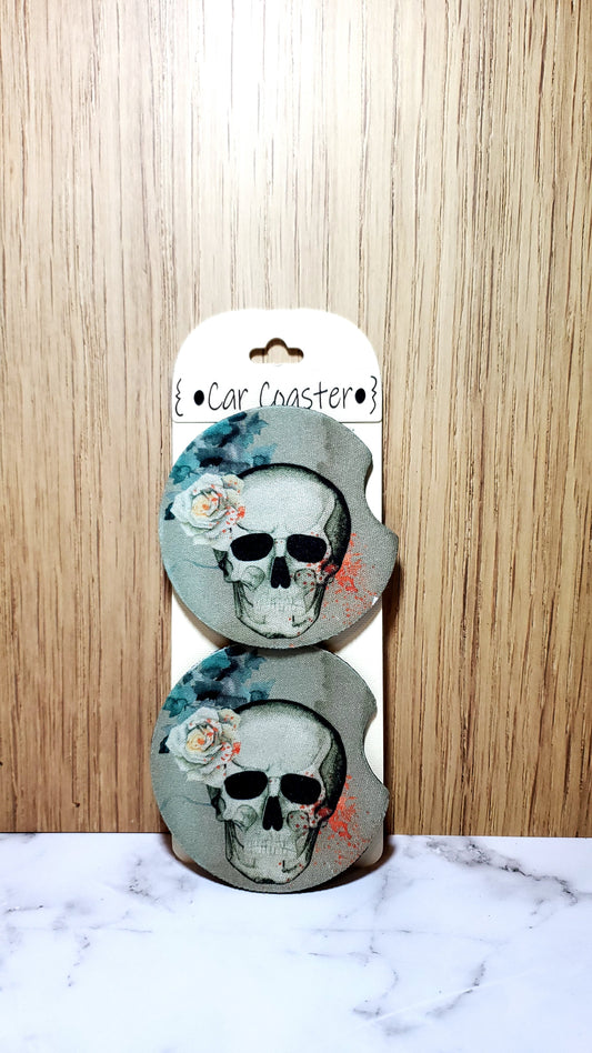 Skull Neoprene Car Coaster Dollys Print Shop LLC