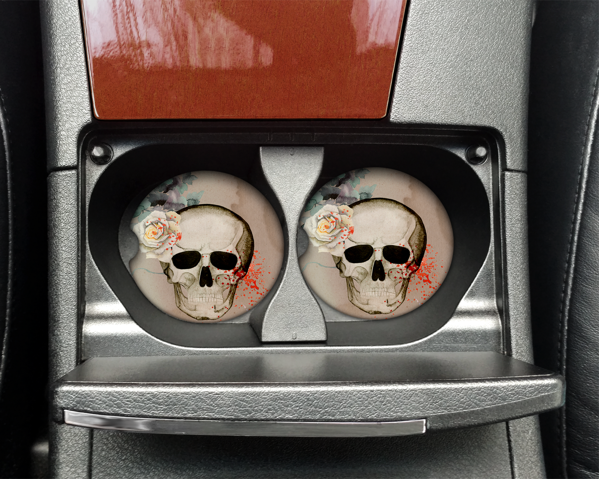 Skull Neoprene Car Coaster Dollys Print Shop LLC