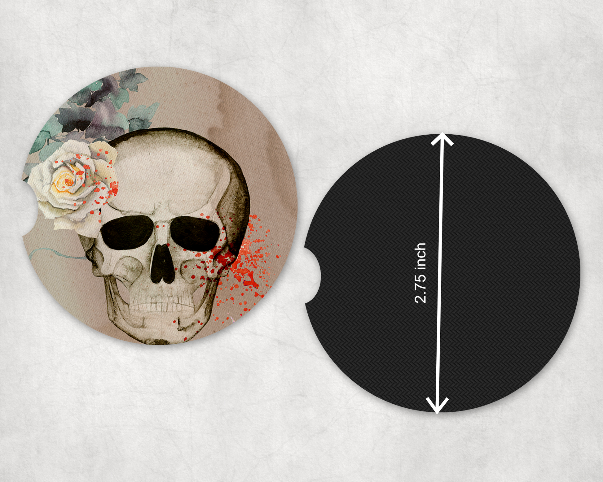 Skull Neoprene Car Coaster Dollys Print Shop LLC